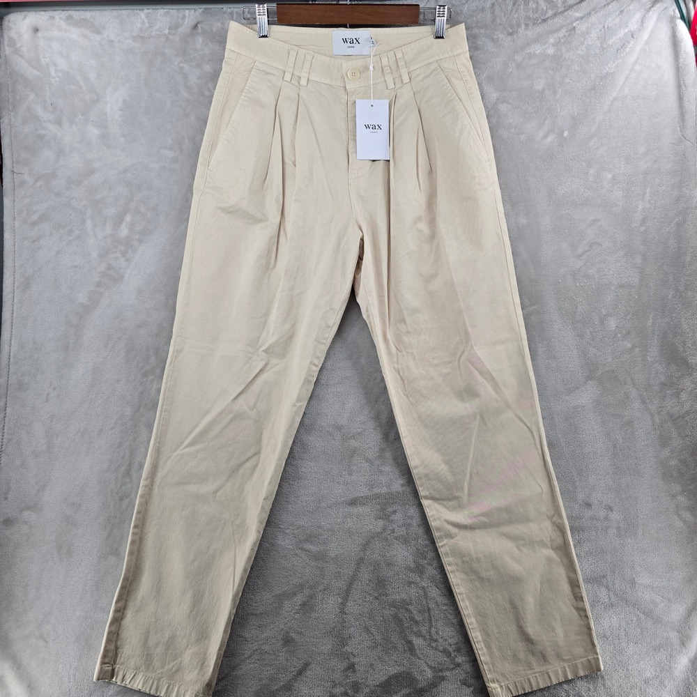 Wax London Mens 34 Raleigh Trouser V2 Cotton Twill Stone Pleated Chino PS25-TRO